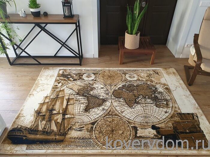Ковер МОРСКОЙ Древняя Карта Мира-5